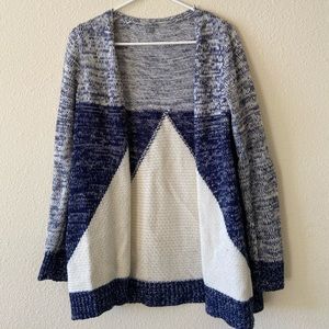 Blue color block cardigan
